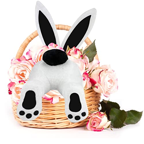 Osterkranz mit Hase Hintern, Osterkranz mit Hasenohren Butt, Osterkranz mit Hasenohren Dekorationen, Osterhasenkranz Osterkranz Mit Hasenpopo, Bunny Butt Plüschkranz Ostern Dekor (Schwarz, One Size) von Kielsjajd