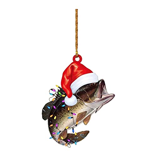 Weihnachtsbaum Deko, Personalisierte Green Bass Fish Forellenflache 2D Weihnachtsschmuck Baumschmuck Rückspiegel Zubehör Mini Weihnachtsschmuck Lustige Weihnachtskugeln Weihnachtsbaum (C, One Size) von Kielsjajd