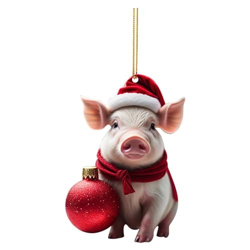 Weihnachtsschmuck 2D Acryl Haustierschwein Christbaumanhänger Niedliche Weihnachtsschwein Hängende Deko Doppeldruck Weihnachtsbaum Schweinanhänger Weihnachtsdeko Christbaumschmuck (G, One Size) von Kielsjajd