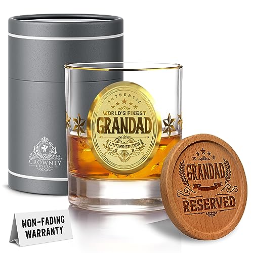 CROWNLY CRYSTAL® Personalisierte Geschenke für Männer Whisky Geschenkset Opa Geschenke Geburtstag Geschenk Opa Weihnachtsgeschenke Ideen Geschenke für Ältere Männer Geburtstagsgeschenk für Opa von CROWNLY CRYSTAL