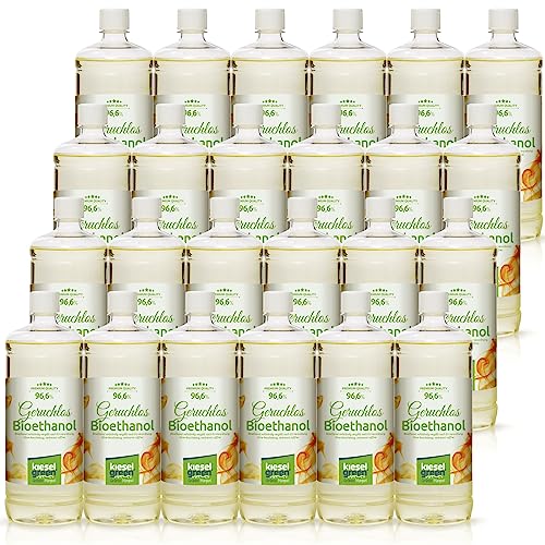 KieselGreen Bioethanol Geruchlos 24 x 1 Liter Sets für Ethanol-Kamin – Premium Bio Ethanol Kamin Indoor oder Bioethanol Tischfeuer… (Geruchlos) von KieselGreen
