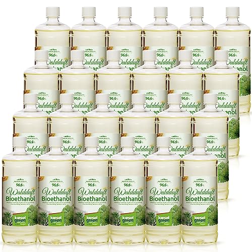 KieselGreen Bioethanol mit Duft 24 x 1 Liter Sets für Ethanol-Kamin – Premium Bio Ethanol Kamin Indoor oder Bioethanol Tischfeuer… (Waldduft) von KieselGreen