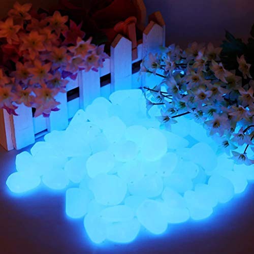 Leuchtsteine, 200 Leuchtende Kieselsteine Fluoreszierende Steine, Leuchtsteine Garten Blau Dekorative Steine für Gehwege Outdoor Decor Aquarium Pfad Rasen Garten(Blau) von Shalwinn