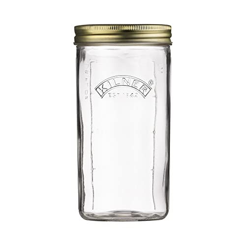 KILNER Weithals-Einkochglas | 1 Liter | Einmachgläser mit Schraubdeckel zum Konservieren von ganzen Früchten oder ganzem Gemüse | Vakuumversiegelung | Füllstandanzeige in ml von Kilner
