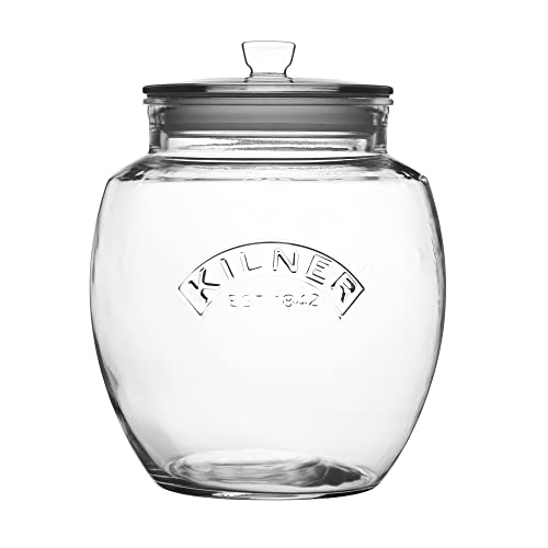 Kilner Universelles Aufbewahrungsgefäß aus Glas mit Druckverschluss, rund, 4 l, durchsichtig von Kilner