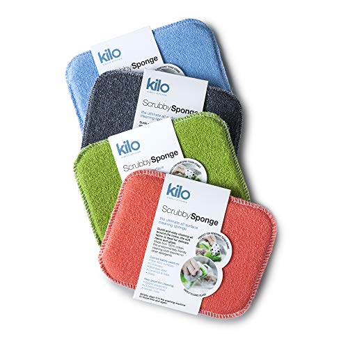 Kilo Scrubby Schwamm – Anti-Kratch Topf Topfreiniger mit Saugkern, Mehrzweck-Set (4 Stück), 17x13cm Set of 4, 4 von Kilo