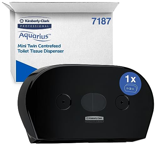 Aquarius Mini-Doppel-Toilettenpapierspender mit Zentralentnahme 7187 - 1 x Schwarz, Wc Papierspender von KIMBERLY-CLARK