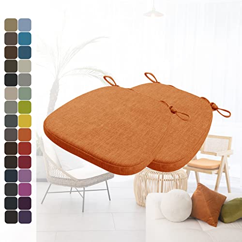 Kimgull 2er Set Stuhlkissen mit Bändern Bequeme Waschbare Rutschfestes Sitzkissen Ideal für zu Hause und Gartendekoration, viele Farben und Größen zur Auswahl (43x42x5CM Orange) von Kimgull