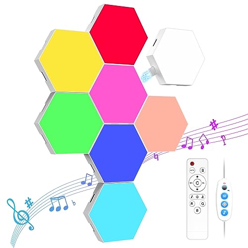 Hexagon LED Panel - 8 Stück RGB Sechseck Wandleuchte - DIY Smart Wand Licht Musik Sync für Zuhause Bar Gaming Lampe Zimmer deko von Kimimara