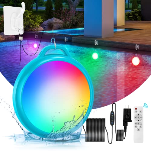Kimimara LED Poolbeleuchtung - 10W RGB Unterwasser Poolscheinwerfer Ip68 Wasserdicht Dimmbar Farbwechselnde Poollampe Scheinwerfer mit Magnet für Stahlwandpool Framepool,7m Kabels von Kimimara
