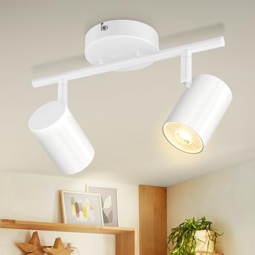 Kimjo LED Deckenleuchte Schwenkbar GU10 - Deckenstrahler 2 Flammig Weiß - Deckenlampe Strahler Deckenleuchte 2 Flammig Wandstrahler - Lampe Wohnzimmer Küchenlampe Deckenspot Nein Leuchtmittel von Kimjo