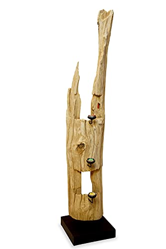 Kerzenhalter Treibholz 110-130cm - Skulptur aus Massivholz - Teelichthalter als Dekoration XXL von Kinaree