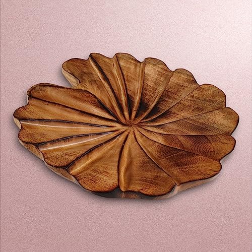 Kinaree Mangoholz Schalen Seerose - Snackschale aus Echtholz - Obstschale in verschiedenen Größen und Mustern (Klein) von Kinaree