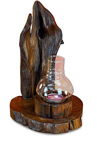 Kinaree Wurzelholz Windlicht - Teelichthalter aus Wurzelholz - 27cm Tischdeko, Gartendeko oder als Geschenk (Braun) von Kinaree