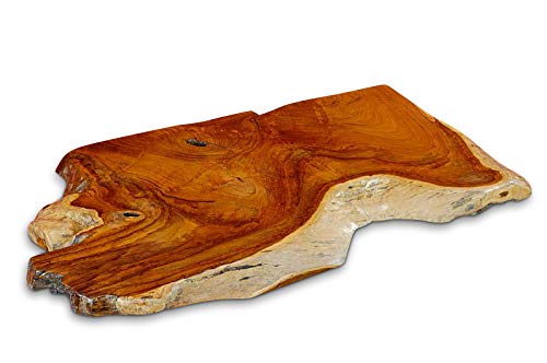 Waschtisch Platte Teak Wurzelholz - 100cm Waschtischunterplatte aus massivem Holz im rustikalen Landhausstil für ein außergewöhnliches Badezimmer von Kinaree