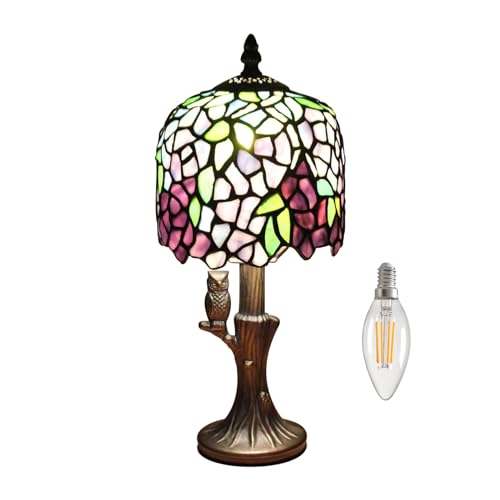 Kinbolas 8 "Tischlampe Tiffany-Stil Buntglas Lampenschirme Vintage Schreibtischlampe Kleine Nachttischlampe Schlafzimmer Wohnzimmer Büro Lesen Antik Art Deco(Color:I-2) von Kinbolas