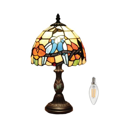 Kinbolas 8 "Tischlampe Tiffany-Stil Buntglas Lampenschirme Vintage Schreibtischlampe Kleine Nachttischlampe Schlafzimmer Wohnzimmer Büro Lesen Antik Art Deco(Color:I-8) von Kinbolas