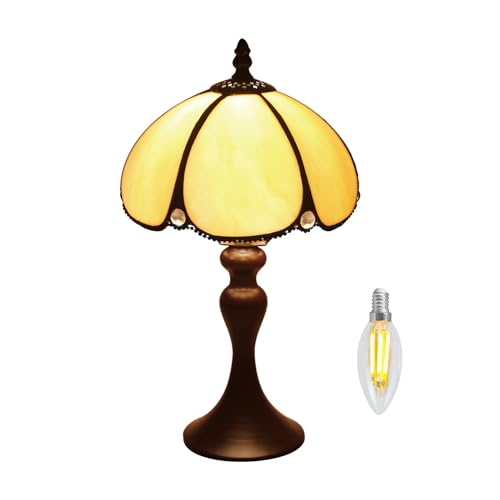 Kinbolas 8 "Tischlampe Tiffany-Stil Buntglas Lampenschirme Vintage Schreibtischlampe Kleine Nachttischlampe Schlafzimmer Wohnzimmer Büro Lesen Antik Art Deco(Color:I-9) von Kinbolas