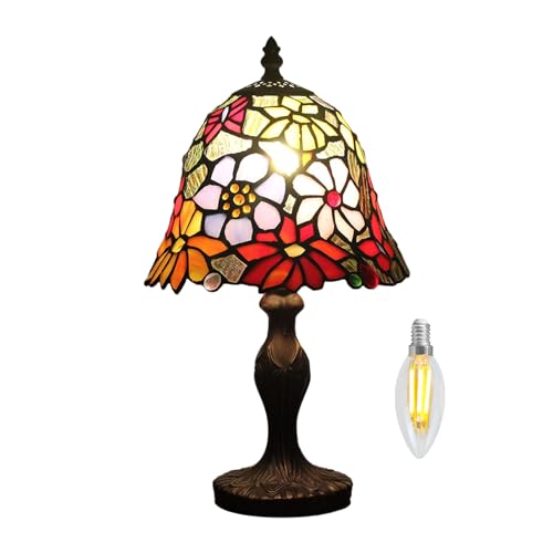 Kinbolas 8 "Tischlampe Tiffany-Stil Buntglas Lampenschirme Vintage Schreibtischlampe Kleine Nachttischlampe Schlafzimmer Wohnzimmer Büro Lesen Antik Art Deco(Color:K-2) von Kinbolas