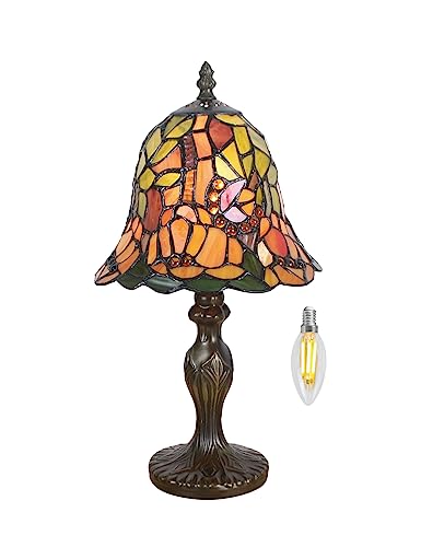 Kinbolas 8 "Tischlampe Tiffany-Stil Buntglas Lampenschirme Vintage Schreibtischlampe Kleine Nachttischlampe Schlafzimmer Wohnzimmer Büro Lesen Antik Art Deco(Color:M-6) von Kinbolas