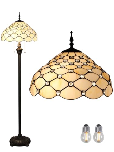 Kinbolas Tiffany Style 16 Zoll Stehlampe Buntglas Lampenschirm Steh Leselampen Vintage Boho Art Deko Schlafzimmer Wohnzimmer Arbeitszimmer Esszimmer Geschenk - Pedal Switch(Color:B-8) von Kinbolas