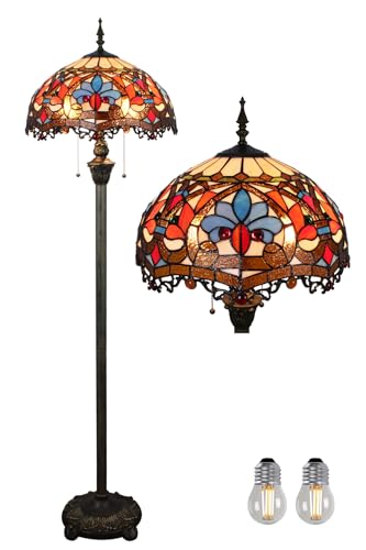 Tiffany Style 16 Zoll Stehlampe Buntglas Lampenschirm Steh Leselampen Vintage Boho Art Deko Schlafzimmer Wohnzimmer Arbeitszimmer Esszimmer Geschenk - Pedal Switch (C-6) von Kinbolas