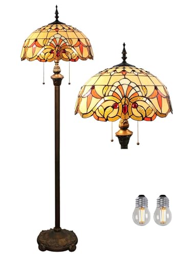 Kinbolas Tiffany Style 16 Zoll Stehlampe Buntglas Lampenschirm Steh Leselampen Vintage Boho Art Deko Schlafzimmer Wohnzimmer Arbeitszimmer Esszimmer Geschenk - Pedal Switch (F-2) von Kinbolas