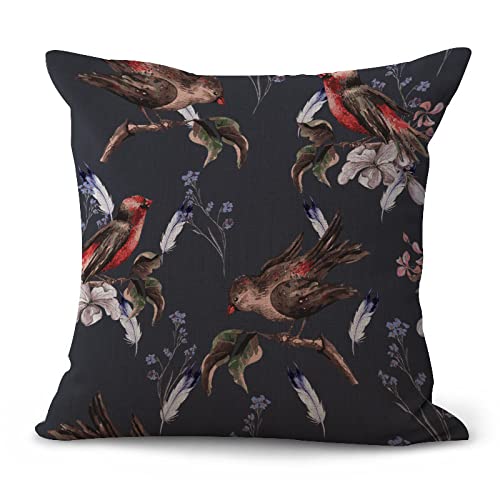 Kissenbezug 80x80 Schwarzer Purpurvogel Kopfkissenbezug 80x80 Superweicher Baumwolle Hanf Couchkissen Resistent Atmungsaktiv Kissenbezüge 80x80 Verdecktem Zip Voll Sofakissen 80x80cm/1 Pcs von Kinde