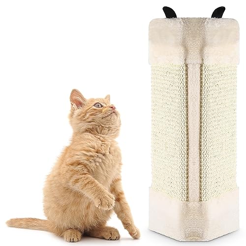 KingSaid 2STK Ecke Kratzbrett 45×25cm Kratzmatte Katze Katzenkratzmatte Sisal Kratzpappe Wand Kratzschutz Sofa Katzenkratzbrett Faltbar Katzenkratzbretter mit Plüsch Wandkratzbrett für Schützt Möbel von KingSaid