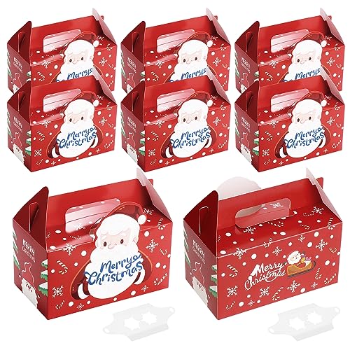 Kinsinder 50pcs Weihnachten Cupcake Boxen mit Griff, 2 Loch Cupcake Box Kuchen Box Karton, Cupcake Muffins Boxen für Kuchen Creme Kekse Dessert von Kinsinder