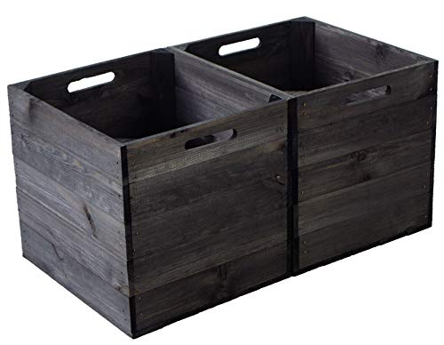 Holzkiste schwarz passend für alle Ikea Kallax Regale und Expedit Regale Einschubkiste Schubladenbox Weinkiste 32x37x32cm (2er Set) von Kistenkolli Altes Land