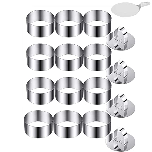 12 Runde Kuchenform Edelstahl Kuchen Mousse Form Kuchen Ring Einschließlich Drücker,Muffin Ringe Runde Muffin Tart Ring Formen für Home Baking,8cm Durchmesser von Kiswleon