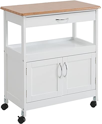 Kit Closet Küchenwagen mit 2 Türen und Einer Schublade, Arbeitsplatte aus PVC, Weiß/Holz, 76 x 37 x 67 von Kit Closet