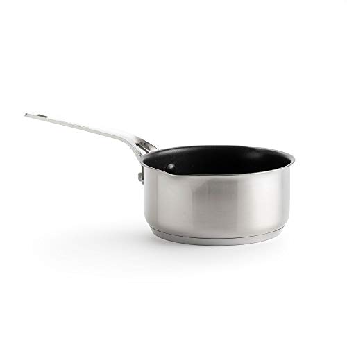 KitchenAid Stainless Steel Stielkasserolle, 16cm/1,5l, 3-lagige Antihaftbeschichtung, Mehrfach Verkleidet, Induktionsgeeignet, Backofenfest, Spülmaschinenfest, Cool Bleiben Handgriff, Silber von KitchenAid