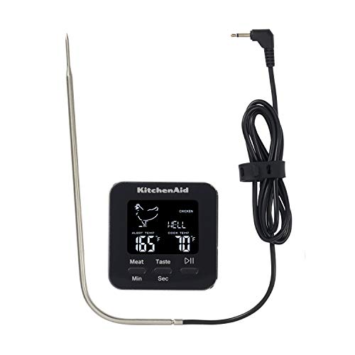 KitchenAid digitales Fleischthermometer und Stoppuhr mit Sonde für in-Ofen Gebrauch, 250°C / 100 Minute von KitchenAid