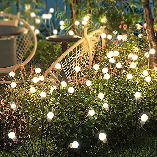 Kizozo Solarlampen für Außen 4 Stücke, Solar Glühwürmchen mit 10 LED Lichter, Solarlampen Garten IP65 wasserdicht, Solarleuchten für außen, Solar Gartenleuchten, Gartendeko für draußen, warmweiß von Kizozo