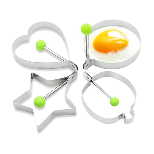 4 Stück Spiegeleiform Edelstahl Ei Rings, Antihaft-Eierringe Eierringe, Eierringe Omelettform, Edelstahl Eierring Omelettform, Kreative OmelettForm für Muffins Frühstück Omelette Sandwich von Klaimbmo