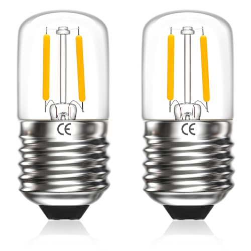 Klarlight 2W E27 LED Glühbirne Warmweiss 2700K, T28 Edison Glühbirne LED Vintage Ersetzt 20 Watt, LED Birne E27 für Nachtlicht Tischlampe Weihnachten Dekorative, Nicht Dimmbar, 2er-Pack von Klarlight