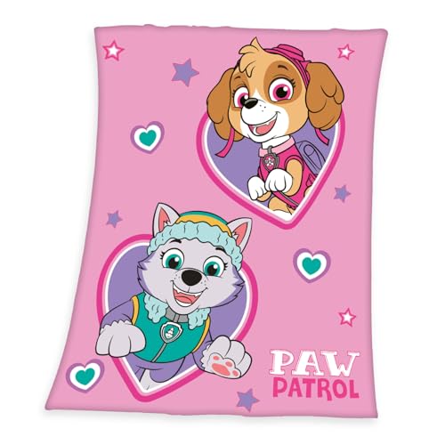 Herding Fleece Blanket 130 x 170 cm Paw Patrol Cuddly Blanket Pink Heart Children's Blanket Fleece von Klaus Herding GmbH