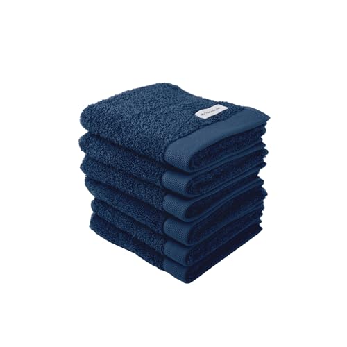 TOM TAILOR Gästehandtuch, 6er Set, 30 x 50 cm, 100% Baumwolle / Frottier, mit Aufhänger und Label mit Logo, COLOR BATH TOWEL Blau (Dark Navy) von Klaus Herding GmbH