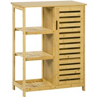 kleankin Badezimmerschrank  Badschrank mit Schrankfach & 3 offenen Ebenen, Toilettenschrank, Kippschutz, Beistellschrank, Bambus, Natur  Aosom.de von Kleankin