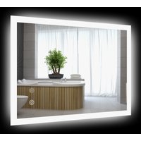 kleankin Badspiegel, mit LED-Beleuchtung, mit Touchschalter, Memory-Funktion, 70 x 50 cm beschlagfrei mit 3 Lichtfarben, IP44 Wasserdicht von Kleankin