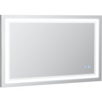 kleankin Badspiegel  Badezimmerspiegel mit LED-Beleuchtung, Touchschalter, 3 Lichtfarben, IP44 Wasserdicht, 100x60cm  Aosom.de von Kleankin
