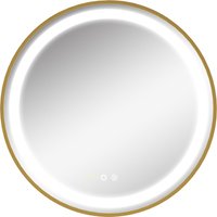 kleankin Wandspiegel  Dimmbarer Badezimmerspiegel mit LED-Leuchte, Memoryfunktion und Zeitanzeige, IP44, Aluminiumlegierung, 60x60cm  Aosom.de von Kleankin