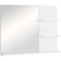 kleankin Badspiegel  Wandspiegel mit 3 Ablagen, Spiegelregal für Badezimmer, MDF, Weiß, 60x10x48cm  Aosom.de von Kleankin