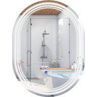 kleankin LED Badspiegel mit Beleuchtung 70x50cm  Touch-Schalter, 3 Lichtfarben, Anti-Beschlag, Memory, IP44, Horizontal/Vertikal  Aosom.de von Kleankin