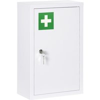 kleankin Apothekerschrank Medizinschrank Abschließbarer Arzneischrank mit 3 Schichten und 2 Schlüsseln, Stahl, Weiß, 30 x 14 x 46 cm von Kleankin