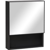 kleankin Spiegelschrank  Edelstahl Hängeschrank mit 2 Innenböden & offenem Regal, Glas, für Badezimmer, 46x13,5x58 cm  Aosom.de von Kleankin