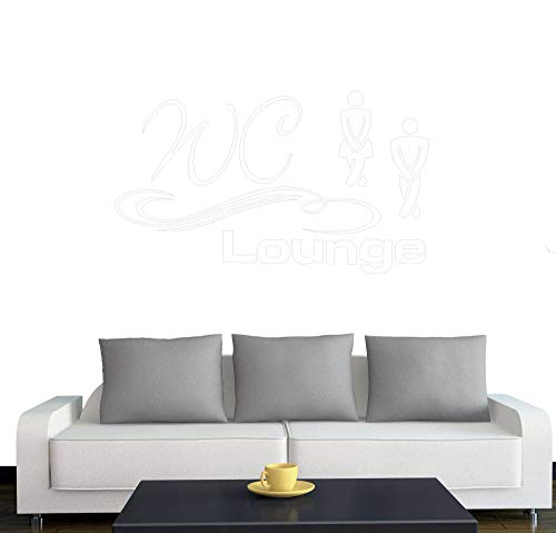 A003 Tür-/Wandtattoo "WC Lounge" 50cm x 28cm weiss (in 40 Farben und 4 Größen) von Klebesüchtig