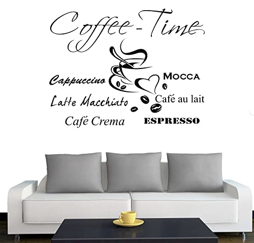 A610 Wandtattoo "Coffee Time" 60cm x 46cm schwarz (erhältlich in 40 Farben und 4 Größen) von Klebesüchtig